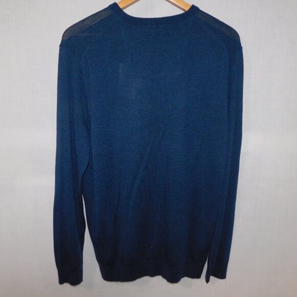 Calvin Klein Mens L Blue V Neck Merino Wool Light Sweater New w Tag - Picture 7 of 9